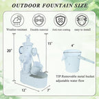 Metal Fire Hydrant Solar Water Fountain with Backup Battery,Solar Powered Water Fountain Outdoor,Solar Fountain Bird Bath for Garden, Patio & Yard Decor,Working at Night for at Least 6 Hours (White)
