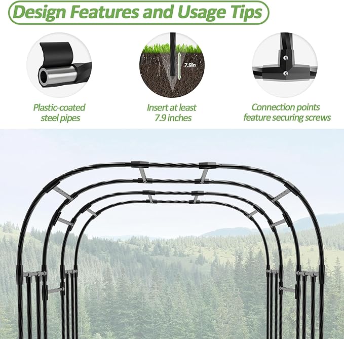 Garden Arch Trellis - 69"L*71"W*87"H, Rust-Proof Grape Trellis with Thickened Steel Pipe, Garden Arch Trellis for Climbing Plants Outdoor, Tunnel Trellis for Cucumber, pumpkin,Squash, Melon