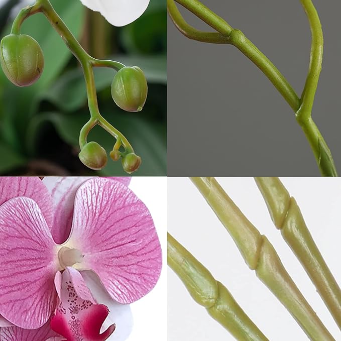 FagusHome 32 Inch Artificial Phalaenopsis Flowers 6 Pcs Artificial Orchid Flowers Stem Plants for Home Décor (Pink)