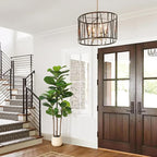 Realead Fiddle Leaf Fig Tree Artificial - 5ft Faux Fiddle Leaf Fig Tree with White Planter - Large Fig Tree Artificial with Natural Wood Trunk and Lifelike Leaves for Home Living Room Indoor Decor