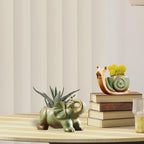DIYOMR Small Ceramic Planter Pot, 4.3" Vintage Bronze Animal Planters Ceramic Flowerpot Succulent Pots Cactus Pot for Office Home Desktop Decor - Plants Not Included (Pleasant Elephant)