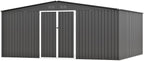 14 x 12FT Sheds & Outdoor Storage, Dark Grey Metal Waterproof Storage Shed with Door and Lock Outdoor Shed,All-Weather Shelter for Bike, Gardening Tools, Lawn Mowers
