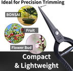 Bonsai Trimming Scissors 6.8" Made in JAPAN, Garden Plant Trimming Shears, Hand Forged Japanese Carbon Steel Blade, Spring Loaded Handle, Black