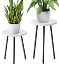 Plant Stand Indoor Tall: Corner Wood Plant Stand 2 Pack Mid Century Modern Decor - Small Round Plant Table for Indoor Plants - Outdoor Plant Holder for Patio Living Room Bathroom Office (White)