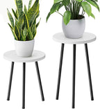 Plant Stand Indoor Tall: Corner Wood Plant Stand 2 Pack Mid Century Modern Decor - Small Round Plant Table for Indoor Plants - Outdoor Plant Holder for Patio Living Room Bathroom Office (White)