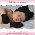 Newborn Baby Girl Hats Mittens Set Cotton Hospital Bow Hat Beanies Caps Gloves for New Born Girls 0-6 Months