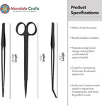 Mandala Crafts Black Stainless Steel Aquascaping Tools Kit – Aquarium Plant Tools with Tweezers and Scissors for Fish Tanks, Hospital Tanks, Goldfish Bowls, Aquariums, and Terrariums