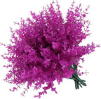 RECUTMS 12 Branches Fake Outdoor UV Resistant Plants Artificial Boxwood Plants Fake Flowers for Outdoor Faux Plastic Greenery Shrubs for Spring Garden Patio Window Box Home Decor(Pure Fuchsia)