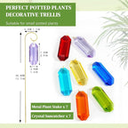 H&D HYALINE & DORA 7 Pack Crystal Suncatcher Prisms 13.7 '' Sun Catchers Indoor Window Small Trellis Golden Plant Suncatcher Stake for Potted Plants Indoor Decoration