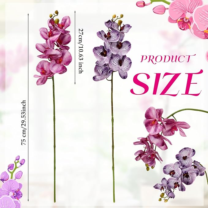 Chuangdi 2 Pcs Artificial Phalaenopsis with Suction Cups Terrarium Plant Decoration Reptile Habitat Plant Decor for Hermit Crab Lizards Geckos Snake(Jelly Purple,Lilac Purple,Fresh)