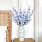 6PCS Blue Delphinium Artificial Flower Lifelike Silk Larkspur Flowers Plant 35.43" Long Stem Blossoms Fake Flowers for Tall Vase Floral Arrangements Home Table Wedding Decor(Blue)