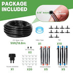 Maotong 55ft Drip Irrigation System Kit, Garden Watering System DIY Automatic Irrigation Equipment Set for Lawn Raised Bed Greenhouse Plant Watering with 1/4'' Tubing, Drip Emitters, Connectors