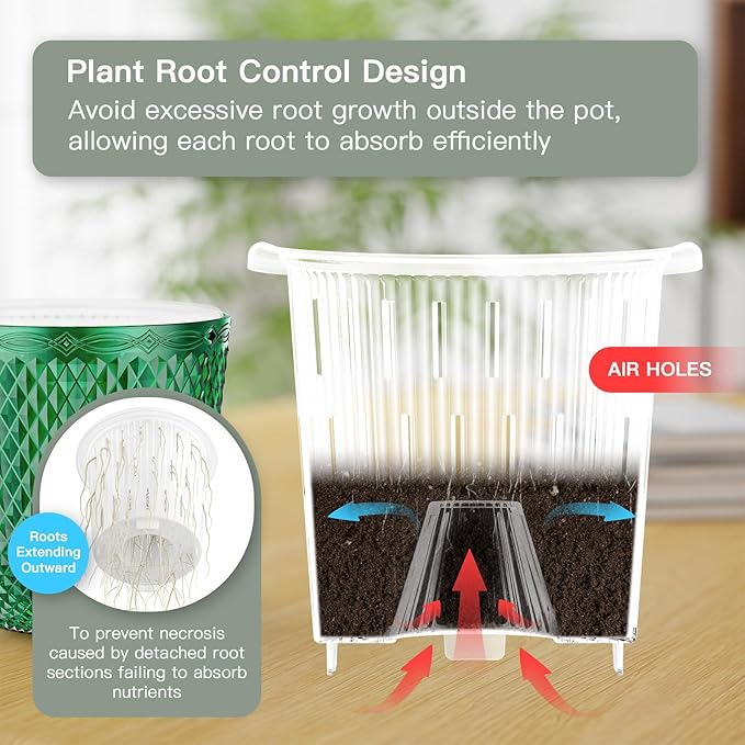 QCQHDU Self Watering Hanging Pots, 2 Pack 7.2 Inch Hanging Planters for Plants Indoor, Flower Pots with Drainage Holes and 3 Hooks Chains for Garden Home (Emerald)