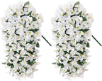 2 pcs Artificial Faux Bougainvillea Flowers Plants for Outdoor Outside Summer Decoration, Fake Silk UV Resistant Long Trailing Vines for Front Door Porch Planter Balcony (White)