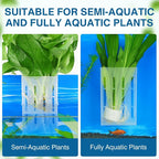 Borlech Upgraded Large Aquarium Plant Holder with Hooks and Suction Cups for Fish Tank Aquaponic Plant Cultivation and Aquascape Decorations (Semitransparent)