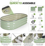 G GOOD GAIN Raised Garden Beds - 4x2x1ft Galvanized Planter Boxes Kit with Protective Tape & Gloves & Tools | Oval Metal Outdoor Raised Bed for Gardening Vegetables, Fruits, Flowers, Herbs, Green