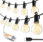 Outdoor String Patio Lights, 50FT 25 LED Patio Lights Waterproof, Connectable Shatterproof Hanging Outside String Light for Backyard, Porch, Deck, Balcony, Garden, House Decor, 2200K