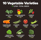 HOME GROWN 10 Variety Survival Seed Vault 2000+ USA Grown Heirloom Non-GMO Vegetable Seeds for Planting, High Germination, Garden Starter Kit, Emergency Food Supply, Indoor Outdoor