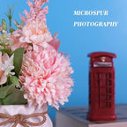 Artificial Potted Flowers Pink, Small Ceramic Vase Fake Flower Plants Desktop Decoration Indoor for Home and Office, Faux Flowers Hydrangea Decora for Table,Bookshelf,Bedroom,Living Room,Party.(Pink)