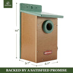 Kingsyard Recycled Plastic Bird House for Outdoor - Durable Nesting Box with Clear View Panel & Predator Guard for Bluebird Wren Swallow Finch, Green & Brown