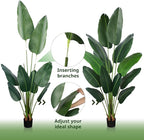 Artificial Bird of Paradise Plant 6 Ft Tall Fake Banana Leaf Plant for Indoors and Outdoors,Faux Palm Tree with Plastic Pot for Office and Home Decor,L180