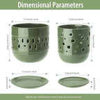 Orchid Pots with Holes, 5+6 Inch Ceramic Orchid Pot, Enhance Good Ventilation and Drainage, Flower Pots for Indoor/Outdoor Plants 2 Pack - Forest Green