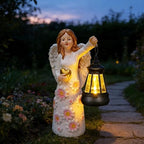 Solar Garden Statues Decor，Gardedn Angel Figurines Lights Featuring Waterproof Outdoor Decor Lights for Yard Patio Porch Decoration Gift for Mom Grandma (Classic)