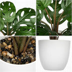 Hollyone Artificial Monstera Plant Faux Monstera Plant Potted Fake Tropical Plants Potted for Indoor Outdoor Home Desk Office Garden Farmhouse Decoration