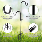 FrutPunch Double Hook Design Shepherds Hooks for Outdoor, 1Pack 35Inch Bird Feeder Pole with 5-Claw Base, Adjustable Shepherds Hook for Bird Feeder for Hummingbird, Plant Supporter, Wedding Decor