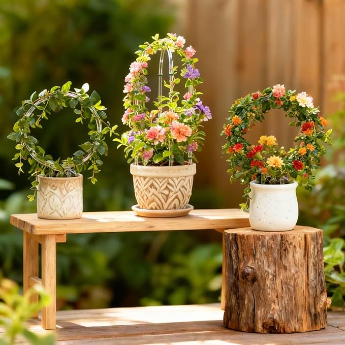 6 Pack Plant Trellis for Hoya Pothos, 3 U-Shaped & 3 Round Indoor Plant Trellis, Rustproof Acrylic Climbing Plant Support for Vines Flowers Potted Plants