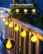 Brightown Solar String Lights Outdoor Waterproof, 19.6Ft 60 LED Globe Solar Patio Lights, 8 Modes Balcony Lights for Yard Patio Tree Canopy Party Camping Balcony