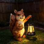 Garden Statue Outdoor, Solar Squirrel Decor Lights, Resin Figurine Squirrel with Solar Light for Patio, Balcony, Yard, Lawn Ornament, Perfect Garden Gift