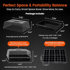 SOLIGT [Thick Plastic] 3-Set Strong Seed Starter Trays with 5" Humidity Domes for Seed Starting, Germination, Seedling Propagation & Plant Growing, Holds 144 Cells in Total