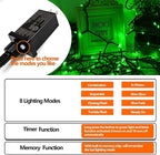 75.8 FT 200 LED Green Christmas String Lights Outdoor & Indoor, Memory Function & Timer & 8 Modes, Extendable Ultra Bright Green Wire Waterproof Mini Lights for Christmas Tree Yard Holiday Party Decor