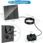 Jutai Solar Fountain Kit with Holder Glass Panel - No Battery, DIY Mini Solar Water Pump Works in Shadow with Sucker for Bird Bath, Hummingbird, Water Feature, Outdoor, 9.84ft Power Cord, 8 Nozzles
