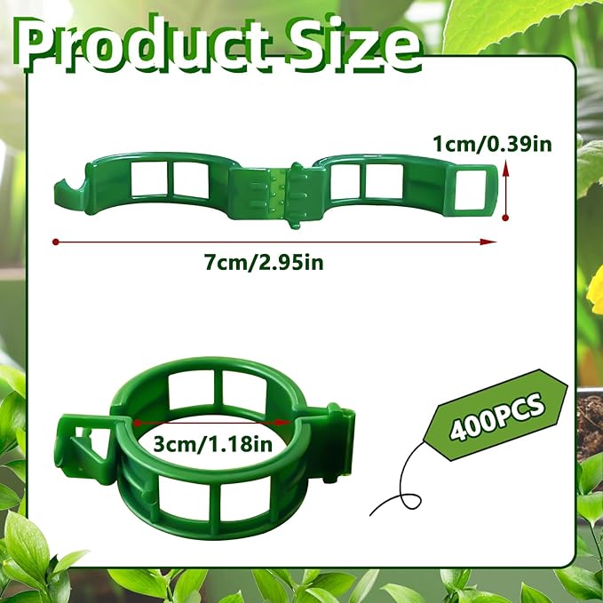 400 Pcs Plastic Trellis Plant Support Clips,Vine Vegetable Fixing Clips,Grape Tomato Plant Support,Garden Vine Clips for Healthier Vegetable Growth (Green)