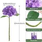 Coferset Purple Hydrangea Artificial Flowers 3pcs Lifelike Faux Hydrangea Real Touch Fake Flowers for Home Wedding Christmas Office Party Living Room Decoration,22inch