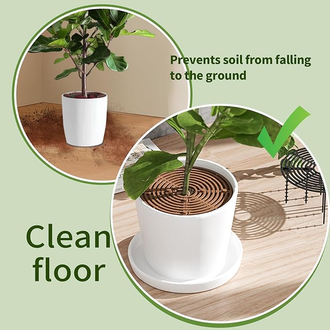 20.5 Inch Large Round Plant Pot Grid Cover, Cuttable Flower Pot Soil Covers Protectors from Animals, Dog Cat Digging Stopper with Deep Stakes for Indoor Outdoor Gardening (Black)