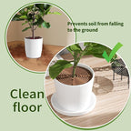 20.5 Inch Large Round Plant Pot Grid Cover, Cuttable Flower Pot Soil Covers Protectors from Animals, Dog Cat Digging Stopper with Deep Stakes for Indoor Outdoor Gardening (Coffee)
