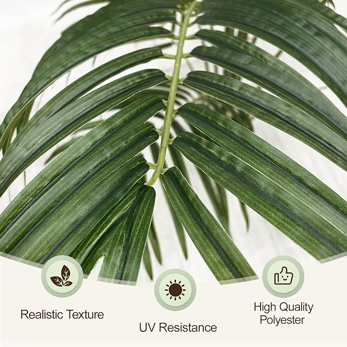 Artificial Palm Tree 6.5ft Tall Fake Palm Tree Indoor Decor with 18 Trunks and Real Bark Design Faux Tropical Areca Palm Silk Floor Plant in Pot for Home Office Living Room Bedroom Decor 1pcs