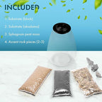 SubstrateSource Bio Cylinder - Glass Plant Terrarium Kit - Glass Terrarium w/LED Grow Light, Adjustable Ventilation Lid, Substrate, Moss & Accent Rocks - Bio Bowl 175