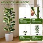 Set of 2 Fiddle Leaf Fig Tree 40'' Fake Tree Plants Artificial Decor with Green Artificial Turf Artificial Indoor Plants Small Fake Plants for Office Bathroom Bedroom Living Room(Variegated)