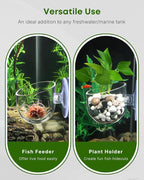 Pawfly 2 Pcs Aquarium Plant Holder, Fish Tank Plant Pot for Aquascape Decoration, Red Worm Fish Feeder, Aquarium Planter Cup with Suction Cup, Clear.