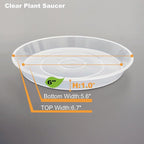 LWALRS Plant Saucer Tray 6 inch, 6 Pack Plastic Plant Saucers for Indoors Outdoor, Heavy Duty Drainage Drip Water Trays for Planter Pots Flower, Saucers for Potted Plants (6", Clear)