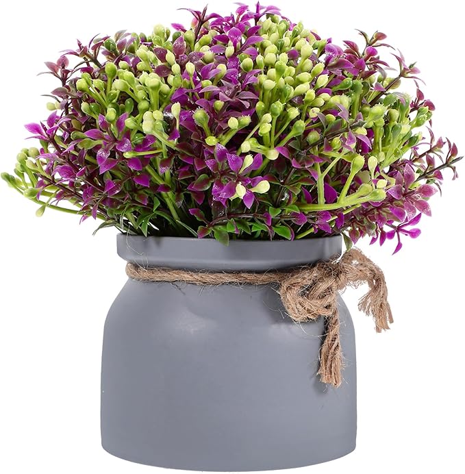 Artificial Potted Orchid Bonsai, Faux Floral Plant in Lotus Color Pot, Desktop Greenery Decoration for Home and Office Living Room