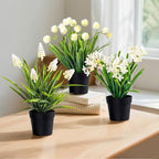 3 Pack Fake Small Plant Artificial Potted Flowers for Home Decor Fake Flower Plant Greenery Mini Faux Plant for Indoor Bedroom Living Room Office Shelf Bathroom Farmhouse Decor (Type 5)