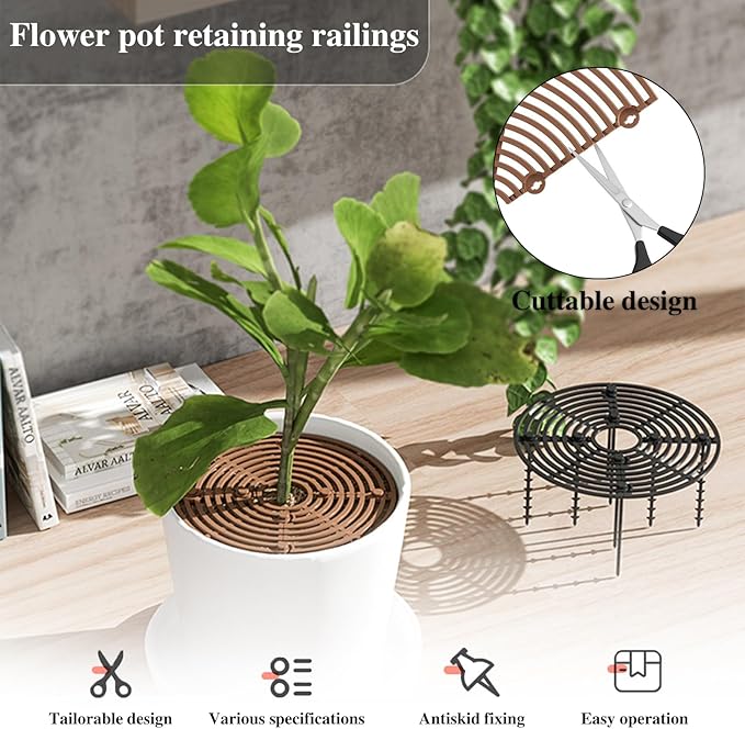 11.8 Inch Plant Pot Cover from Animals 2 Pack, Cuttable Plant Pot Grid with Stakes, Round Flower Pot Soil Cover Protector, Keep Cats Out of Potted Plants for Indoor Outdoor Protection