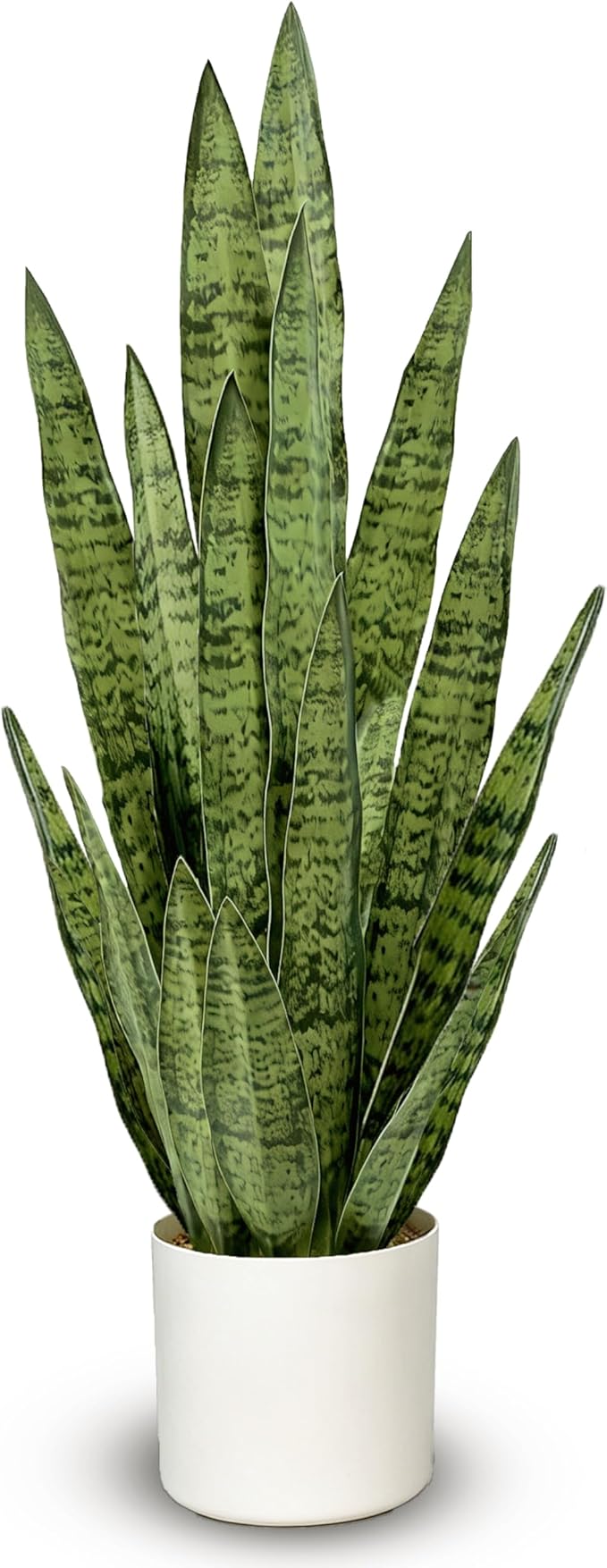 Fake Snake Plant, 35" Artificial Potted Plant with White Pot, Realistic Faux Plant for Home Decor, Low Maintenance No Watering Needed for Desk Corner Office & Pet Areas (Green 35in)
