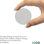 Quacc 100 PCS Flower Pot Hole Mesh Pad, 2/4 Inch Round Plant Pot Drainage Mat, Plant Potting Bonsai Bottom Grid Mat to Prevent Soil Loss (Black)