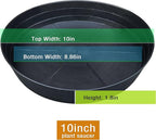 Plant Saucer 4 Pack 10 inch Heavy Drainage Tray for Indoors No Holes, 12 14 16 18 20 25 Inch Plastic Plant saucers Water Catcher for Pots Base Extra-Deep Plant Trays for Flower Pot (10 Inch, Black)